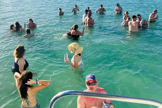 Caribbean Party Boat - The natural pool stop and the floating bar moment in waist-high water