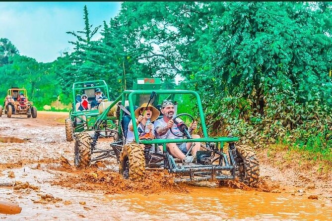 Jungle Buggy Adventure with Coffee and Chocolate Tasting - Macao Beach finish: sand, turquoise water, and a mud shake-off