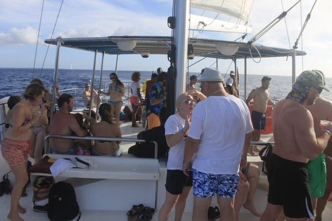 Party boat in Catamaran with Open Bar Only Adults + Snorkeling - The Natural Pool and Coral Reef Snorkeling Stop