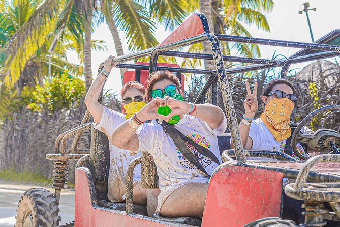 Tour ATV and buggy in Punta Cana Dominican Republic - Macao Beach: chairs included, swim time, and seaweed season risk