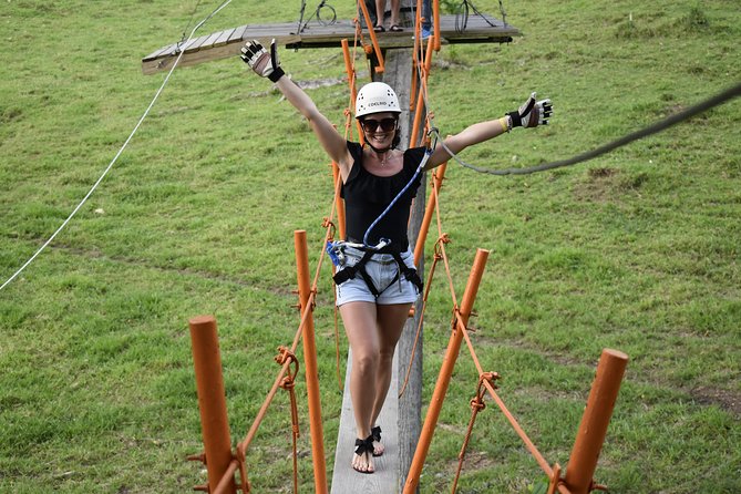 Ziplining from Punta Cana - Unique Carbon Fiber lines in Punta Cana - Entering the course: towers, eight lines, and a suspension bridge